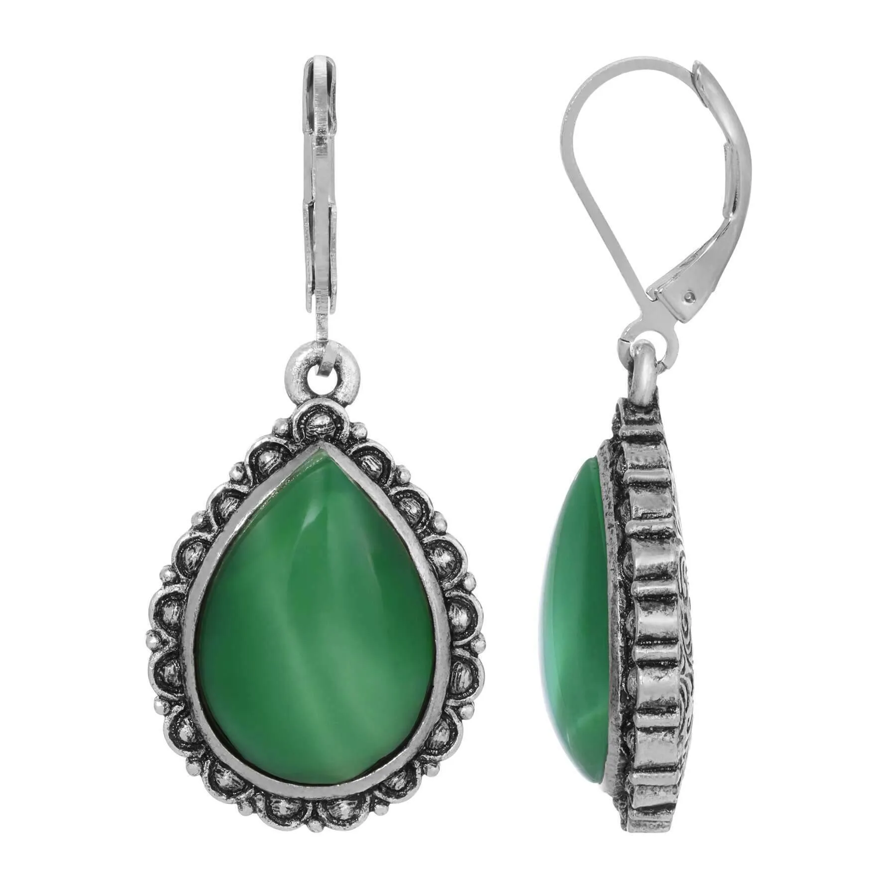 1928 Jewelry Moda Antiqued Teardrop Stone Drop Earrings 1928 Jewelry