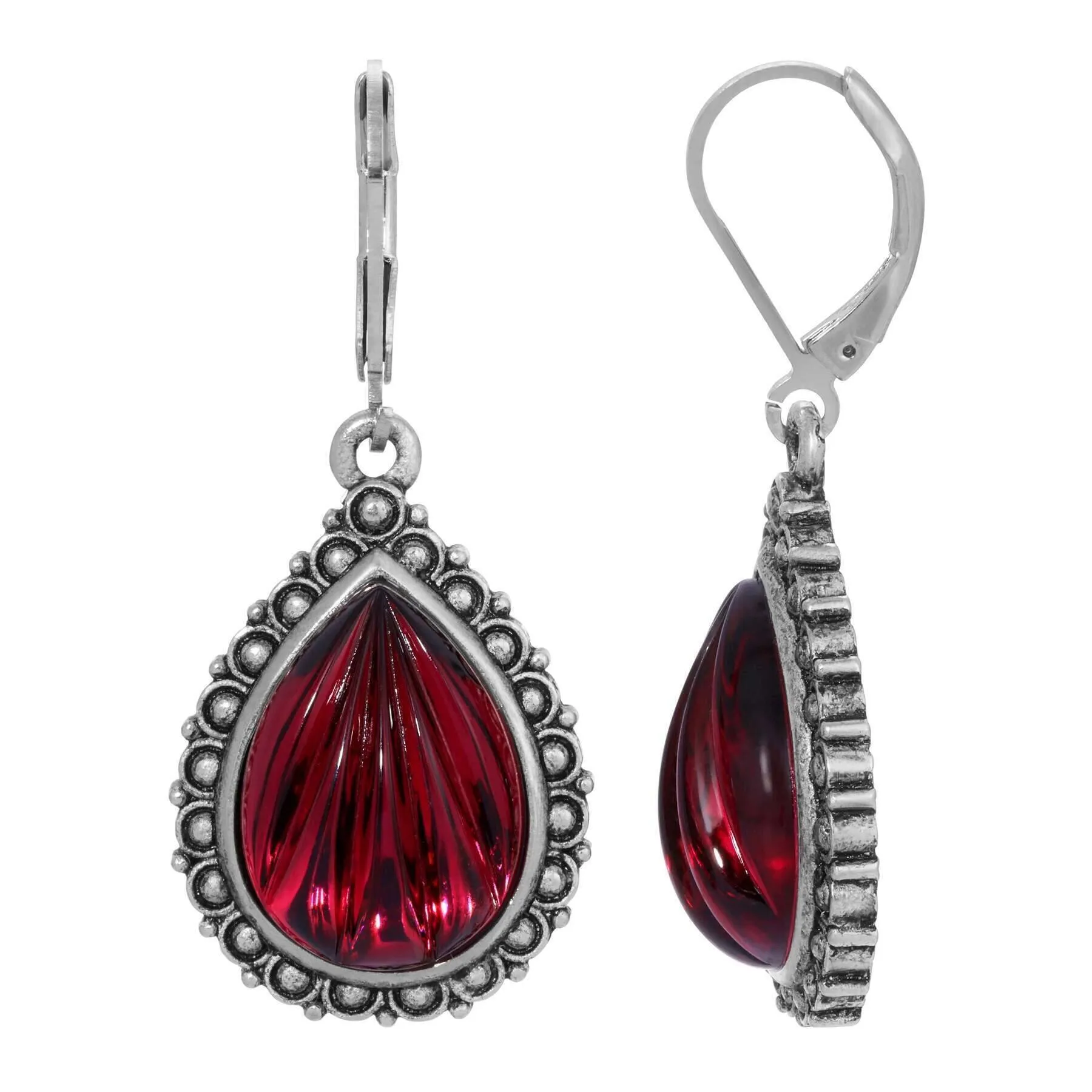 1928 Jewelry Moda Antiqued Teardrop Stone Drop Earrings 1928 Jewelry