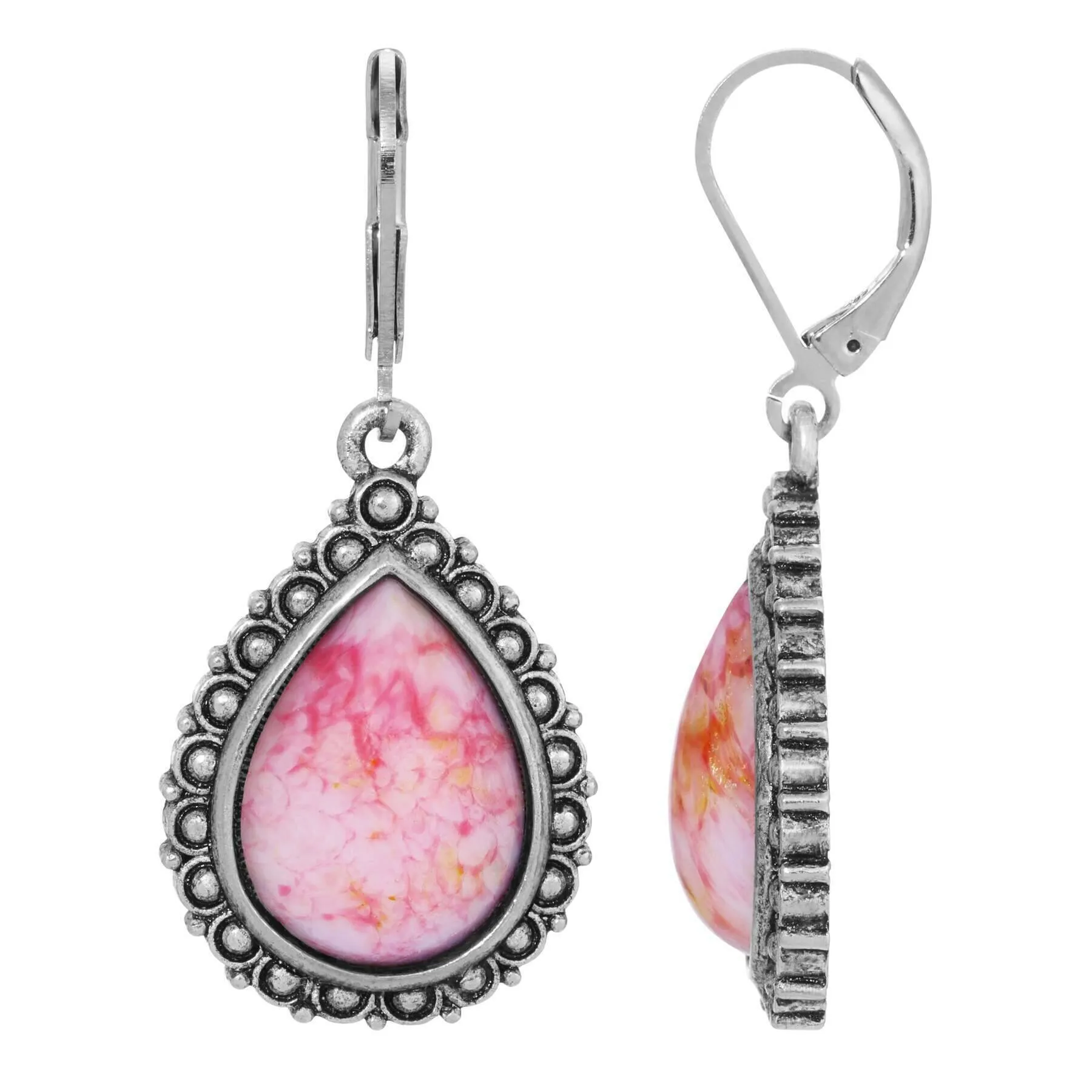 1928 Jewelry Moda Antiqued Teardrop Stone Drop Earrings 1928 Jewelry