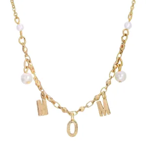 1928 Jewelry MOM Initials White Faux Pearl Necklace 16" 1928 Jewelry