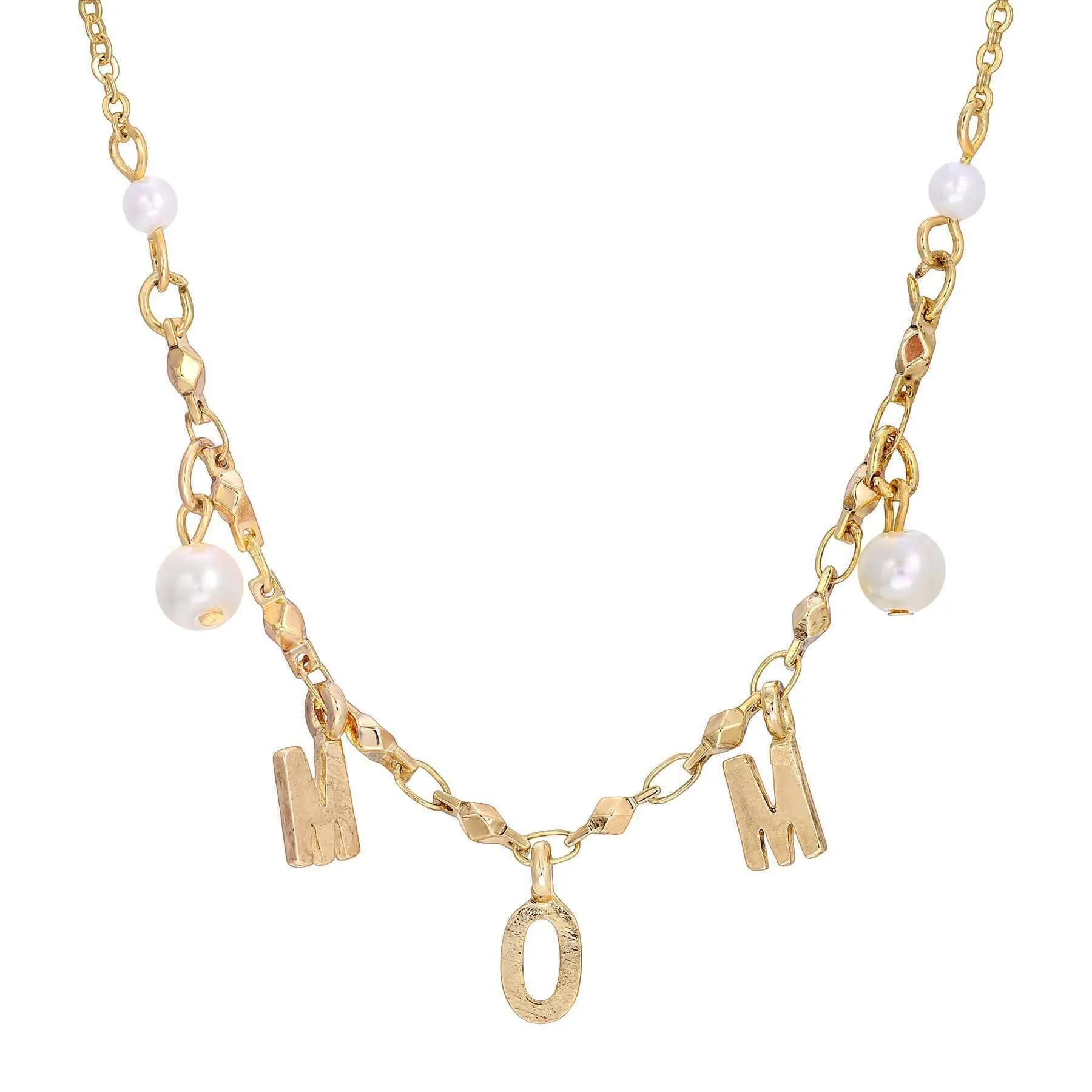 1928 Jewelry MOM Initials White Faux Pearl Necklace 16" 1928 Jewelry