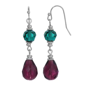1928 Jewelry Monarch Emerald & Amethyst Crystal Drop Earrings 1928 Jewelry