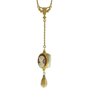 1928 Jewelry Monarchy Cameo 3 Way Spinner Drop Pendant Necklace 24" 1928 Jewelry