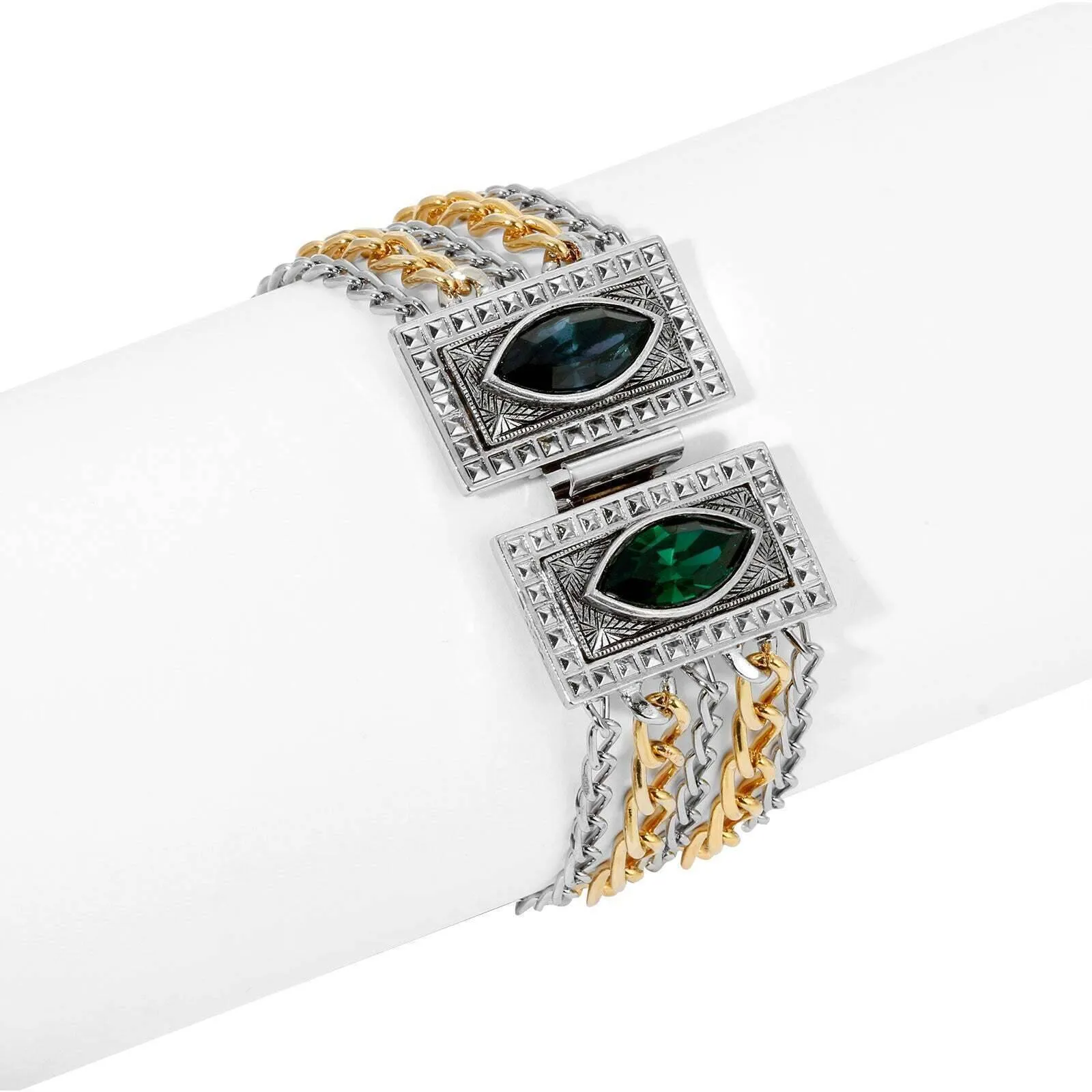 1928 Jewelry Montana Blue & Emerald Green Chain Bracelet 1928 Jewelry
