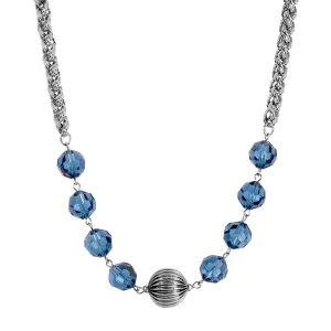 1928 Jewelry Montana Blue Crystal & Bead Necklace 16"   3" Extension 1928 Jewelry