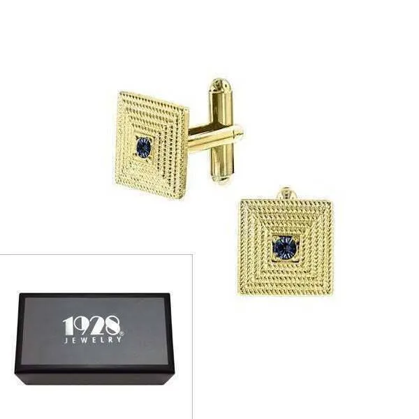 1928 Jewelry Montana Blue Euro Crystal Square Cufflinks 1928 Jewelry