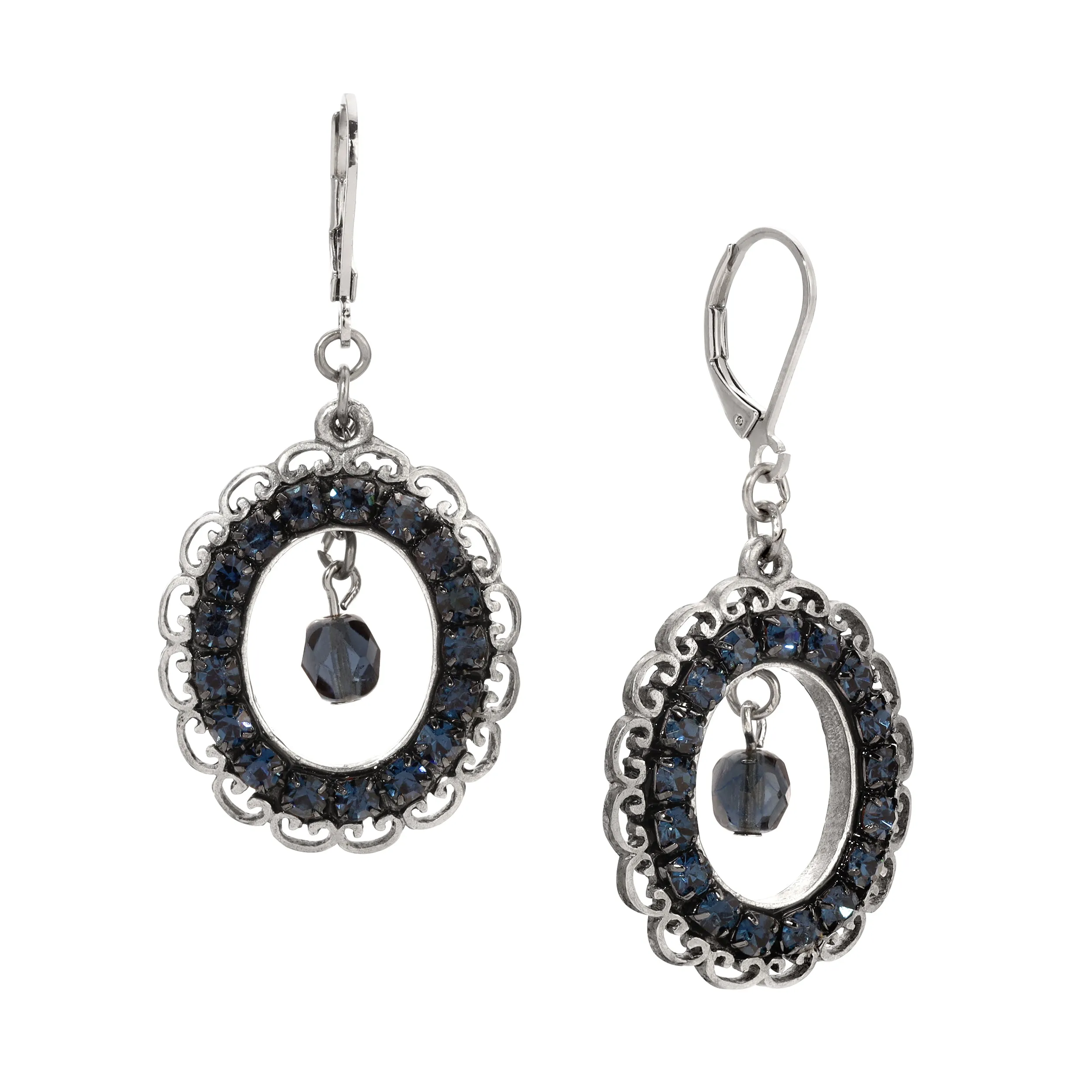 1928 Jewelry Montana Blue Fire Polished Crystal Dangling Earrings 1928 Jewelry
