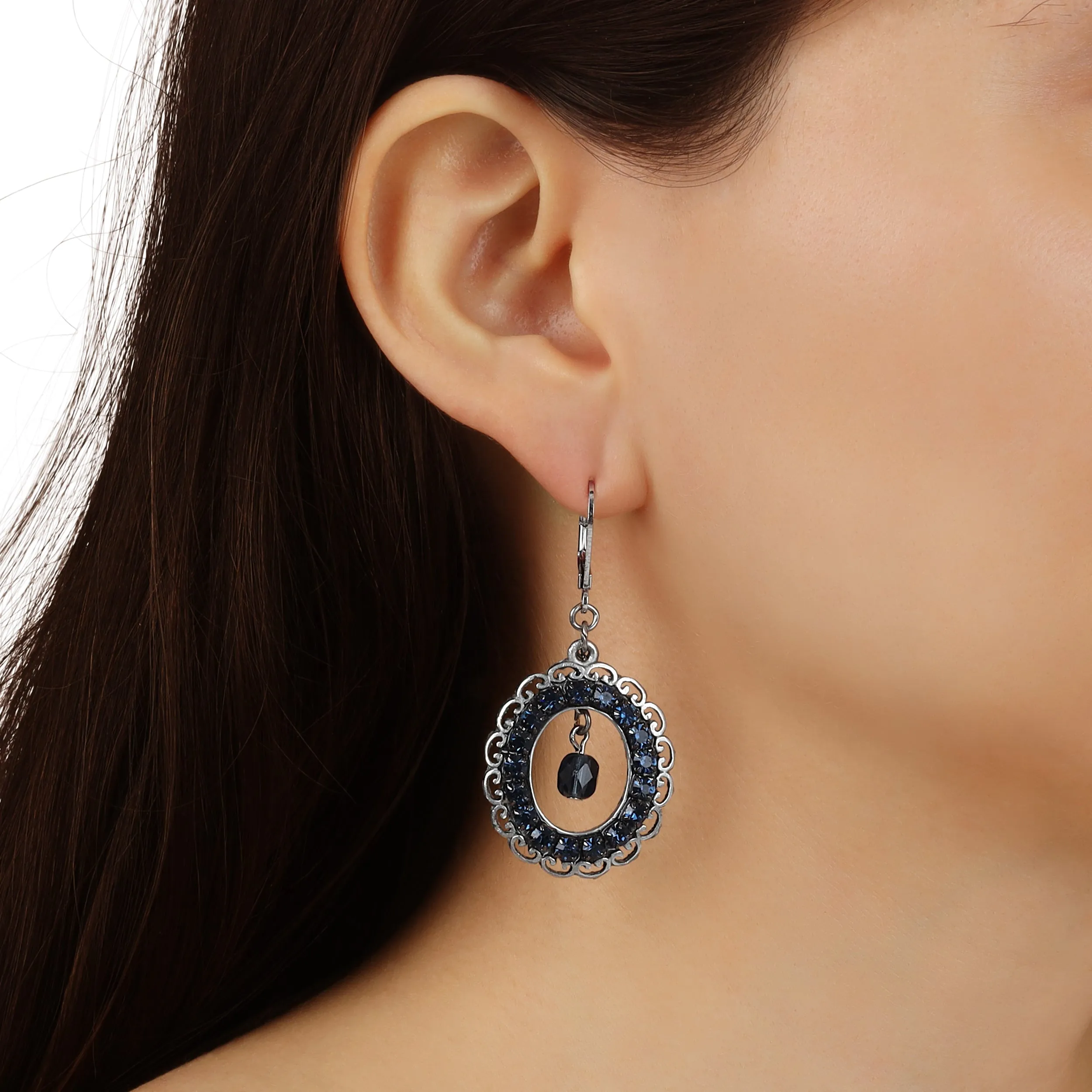 1928 Jewelry Montana Blue Fire Polished Crystal Dangling Earrings 1928 Jewelry