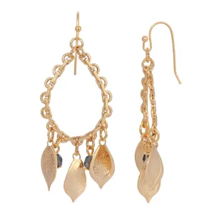 1928 Jewelry Montana Blue Fire Polished Crystal Leaf Teardrop Chain Earrings 1928 Jewelry