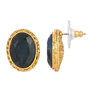 1928 Jewelry Montana Blue German Glass Crystal Oval Stud Earrings 1928 Jewelry