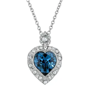 1928 Jewelry Montana Blue Hope Crystal Pendant Necklace 18"   3" Extension 1928 Jewelry