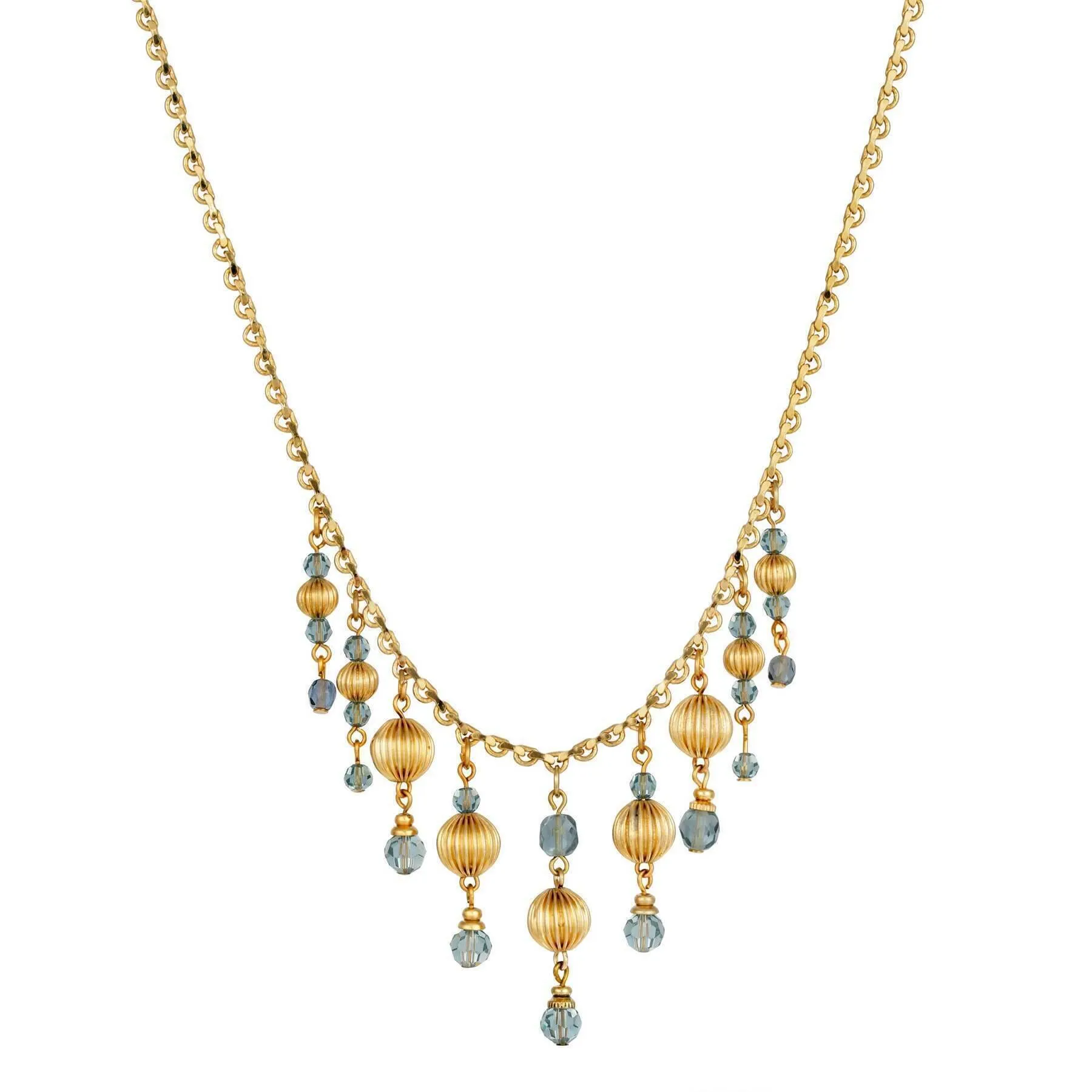 1928 Jewelry Montana Blue Multi Bead Drop Necklace 16"   3" Extender 1928 Jewelry