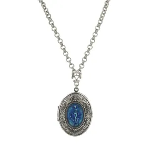 1928 Jewelry Montana Blue Roman Goddess Locket Necklace 32" 1928 Jewelry