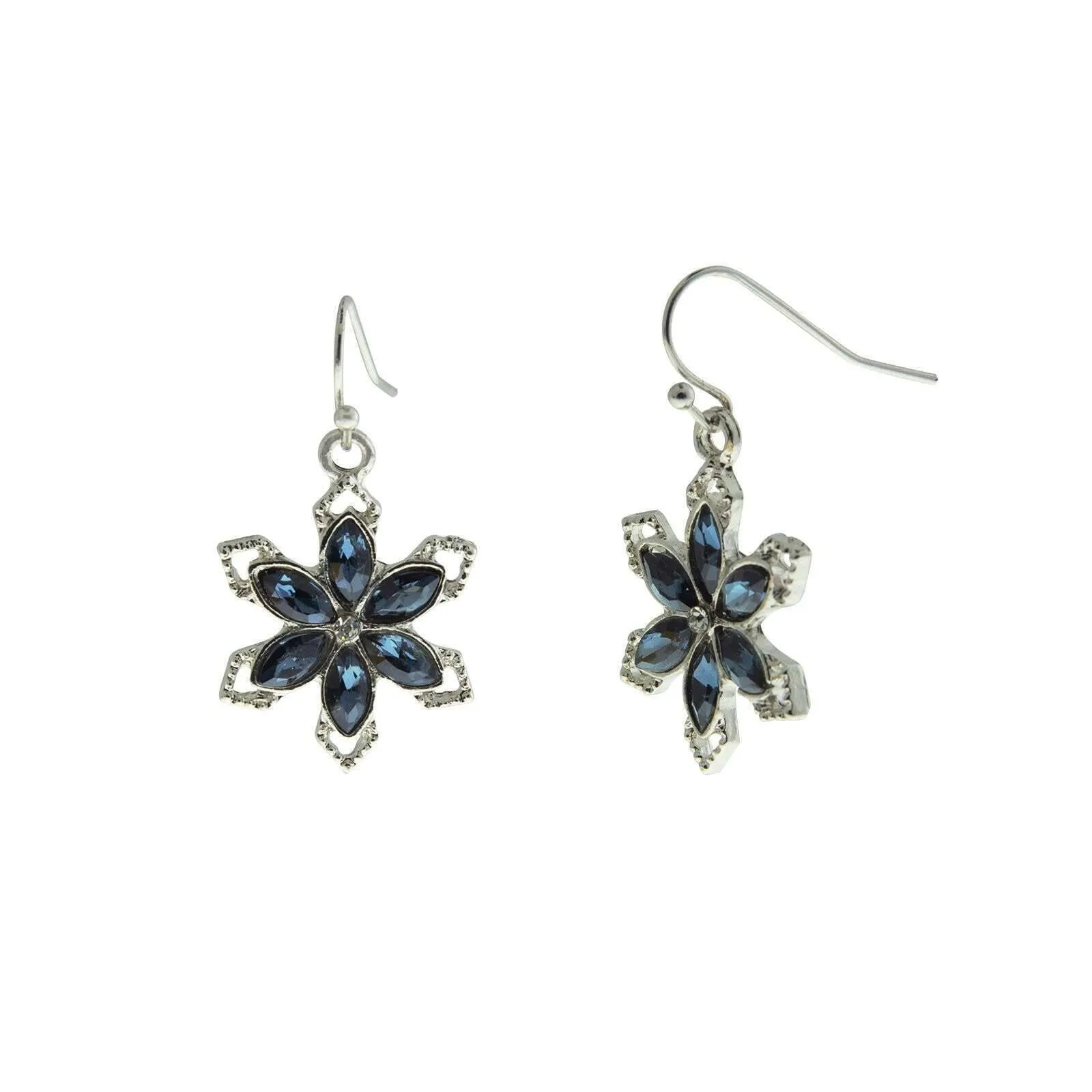 1928 Jewelry Montana Blue Snowflake Crystal Drop Earrings 1928 Jewelry
