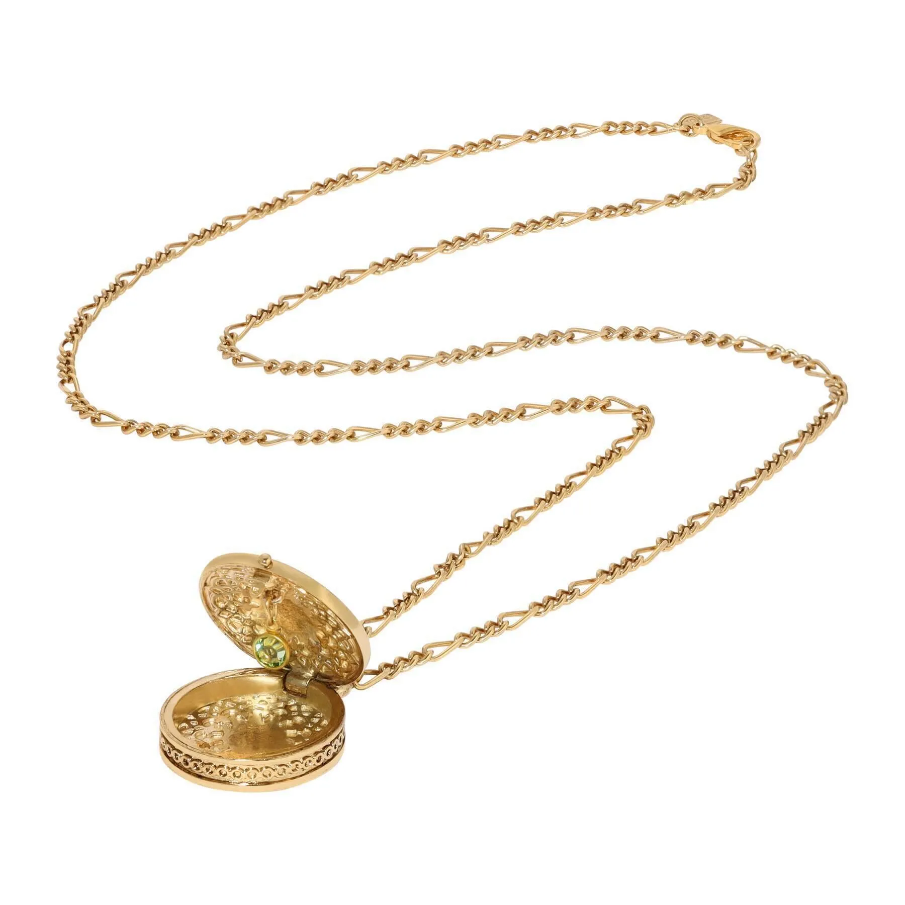 1928 Jewelry Moroccan Inspired Abalone & Peridot Green Crystal Locket Necklace 34" 1928 Jewelry