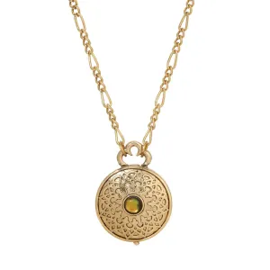 1928 Jewelry Moroccan Inspired Abalone & Peridot Green Crystal Locket Necklace 34" 1928 Jewelry