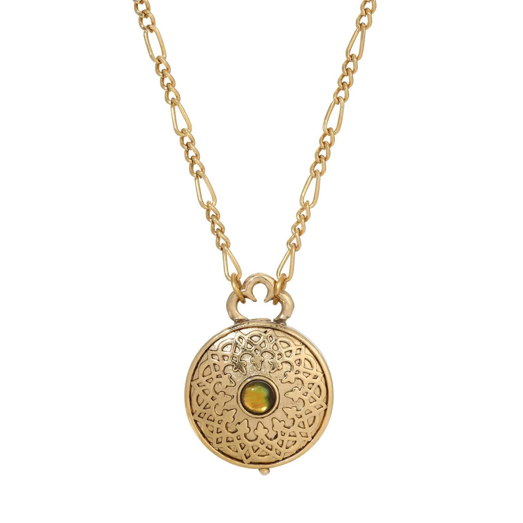 1928 Jewelry Moroccan Inspired Abalone & Peridot Green Crystal Locket Necklace 34" 1928 Jewelry