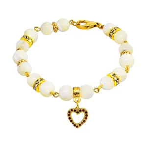 1928 Jewelry Mother of Pearl Crystal Birthstone Heart Charm Bracelet 1928 Jewelry