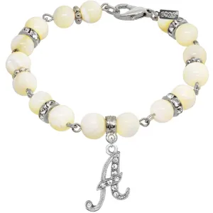 1928 Jewelry Mother Of Pearl Crystal Initial Charm Bracelet 1928 Jewelry