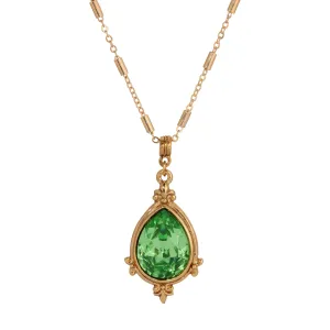 1928 Jewelry Mughal Peridot Green Crystal Pendant Necklace 18" 1928 Jewelry