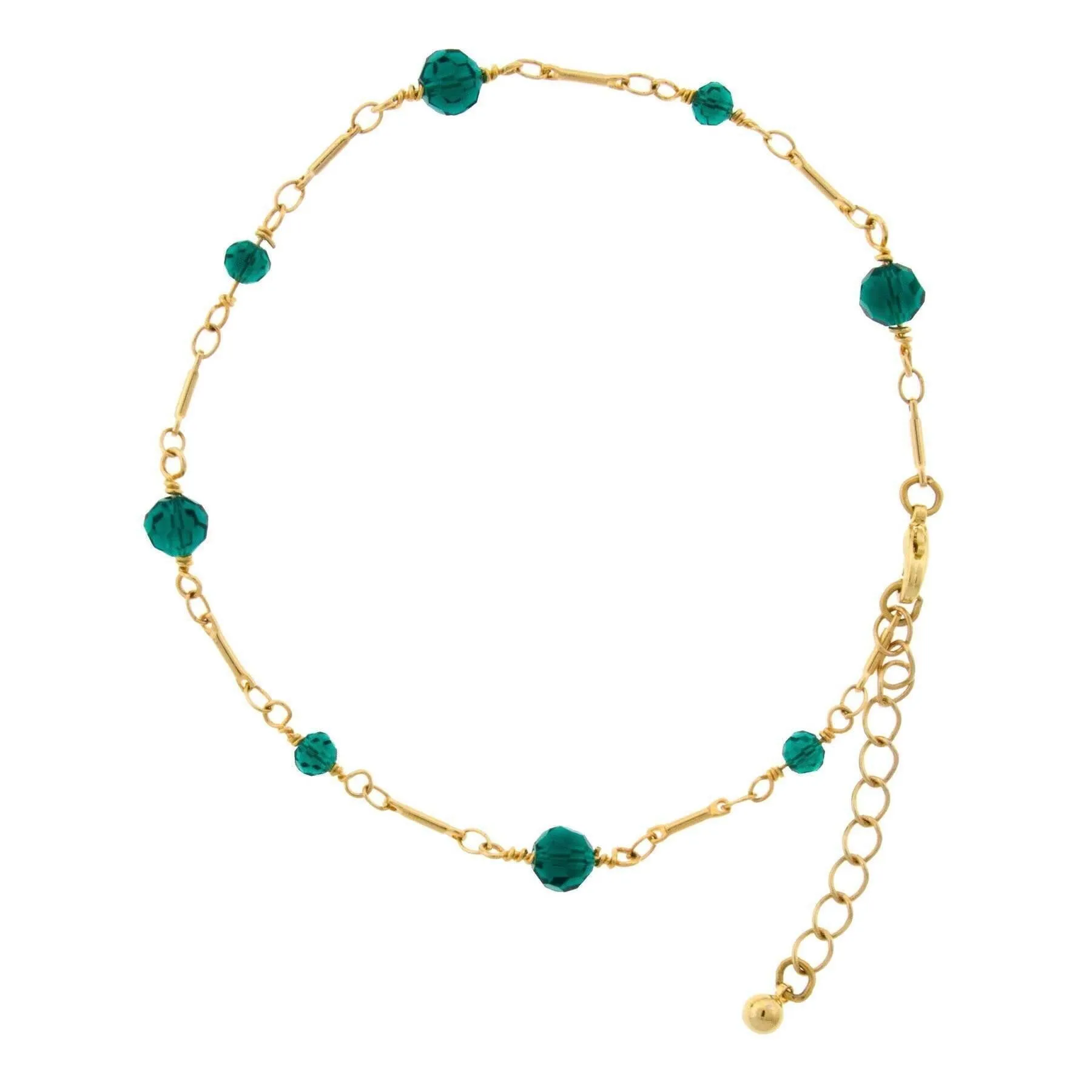 1928 Jewelry Multi Beaded Chain Anklet 9"   1.5" Extension 1928 Jewelry