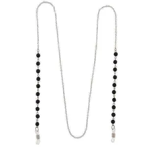 1928 Jewelry Multi Black Bead Eyeglass Holder Chain Necklace 32" 1928 Jewelry