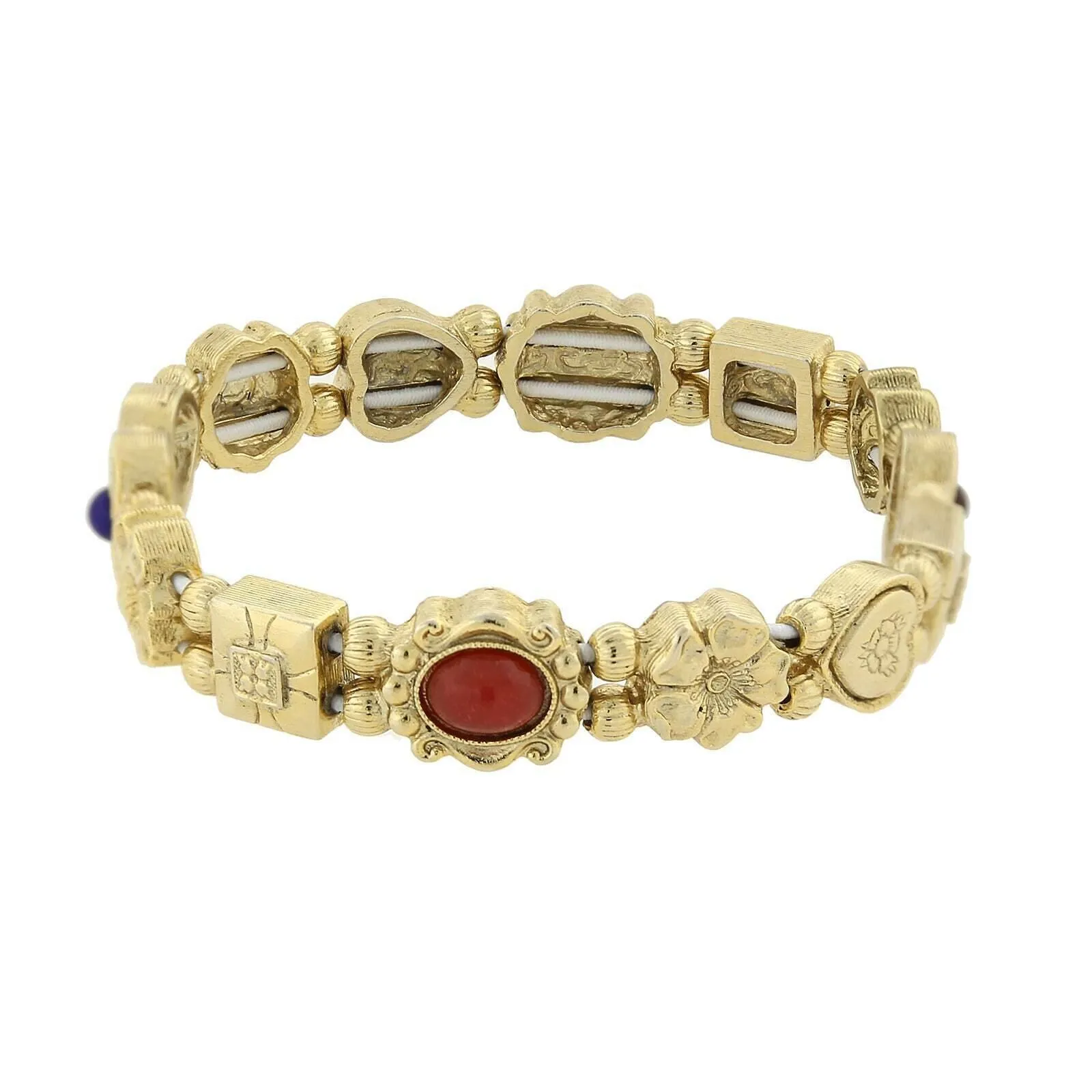 1928 Jewelry Multi Charm Link Stretch Bracelet 1928 Jewelry