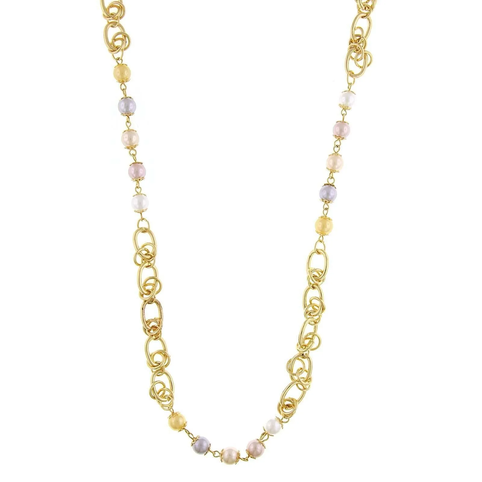 1928 Jewelry Multi-Color 8mm Faux Pearl Chain Strand Necklace 28"   2" Extender 1928 Jewelry