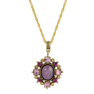 1928 Jewelry Multi Crystal And Oval Stone Pendant Necklace 16"   3" Extender 1928 Jewelry