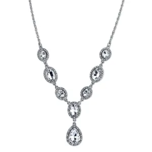 1928 Jewelry Multi Crystal Crystal Teardrop Y-Necklace 16"   3" Extender 1928 Jewelry