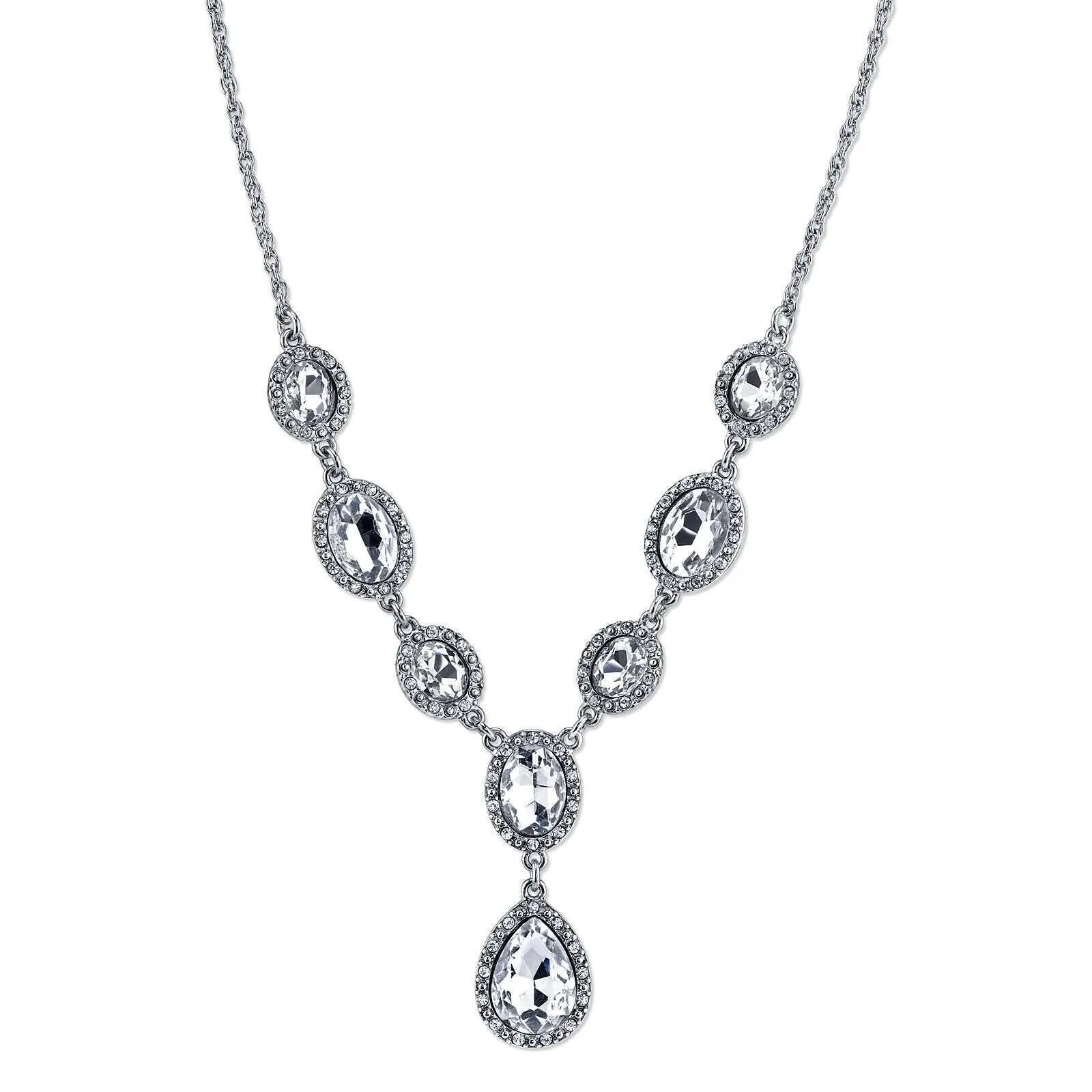 1928 Jewelry Multi Crystal Crystal Teardrop Y-Necklace 16"   3" Extender 1928 Jewelry