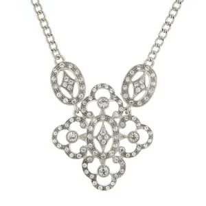 1928 Jewelry Multi Crystal Filigree Pendant Necklace 16"   3" Extender 1928 Jewelry