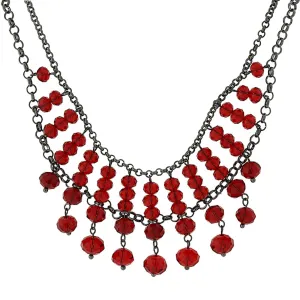 1928 Jewelry Multi Faceted Beaded Two Tier Chain Necklace 16"   3" Extender 1928 Jewelry