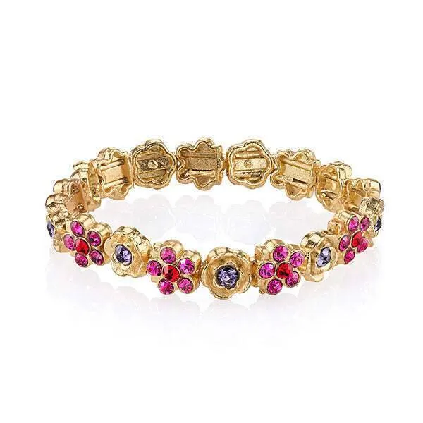 1928 Jewelry Multi Flower Crystal Stretch Bracelet 1928 Jewelry