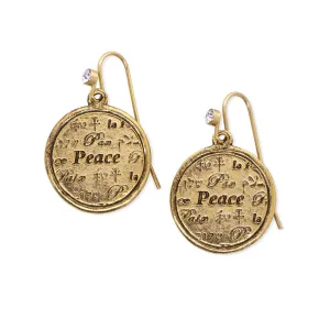 1928 Jewelry Multi Language Peace Drop Earrings 1928 Jewelry