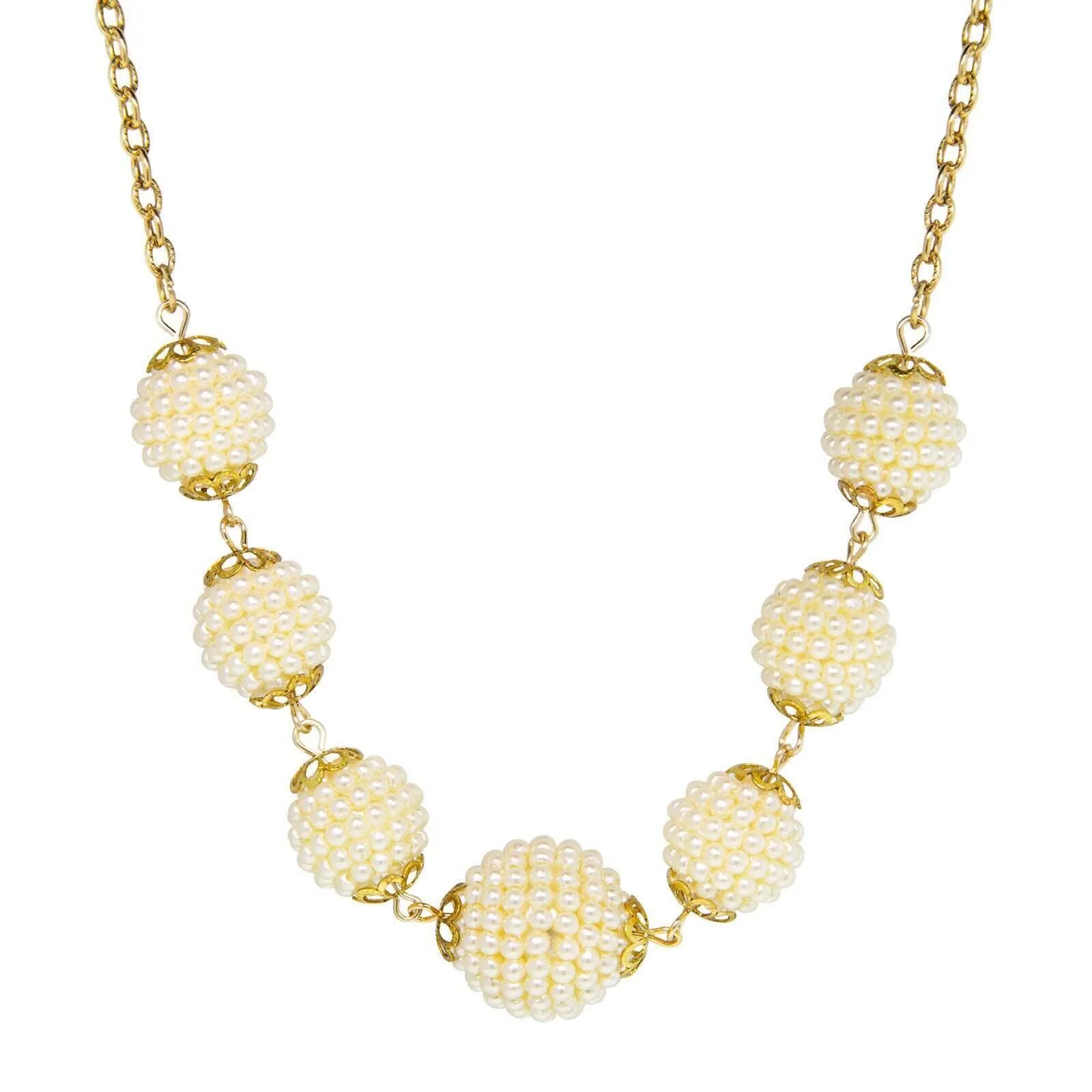 1928 Jewelry Multi Round Faux Seeded Ball Necklace 16"   3" Extender 1928 Jewelry