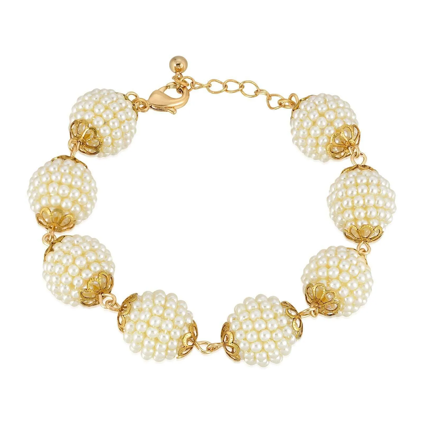 1928 Jewelry Multi Round Seeded Faux Pearl Ball Bracelet 1928 Jewelry