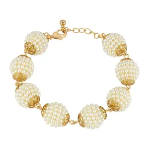 1928 Jewelry Multi Round Seeded Faux Pearl Ball Bracelet 1928 Jewelry