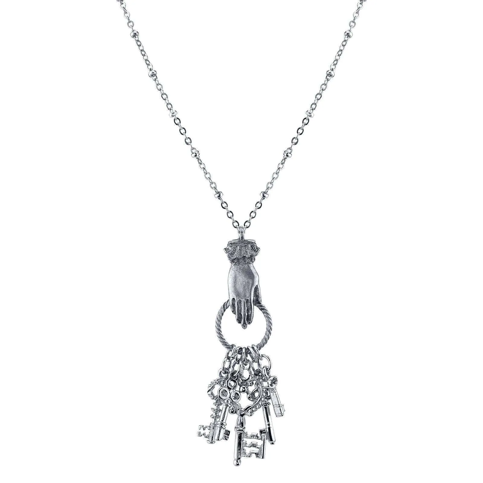 1928 Jewelry Multi Skeleton Keys Charm Hand Pendant Necklace 28" 1928 Jewelry