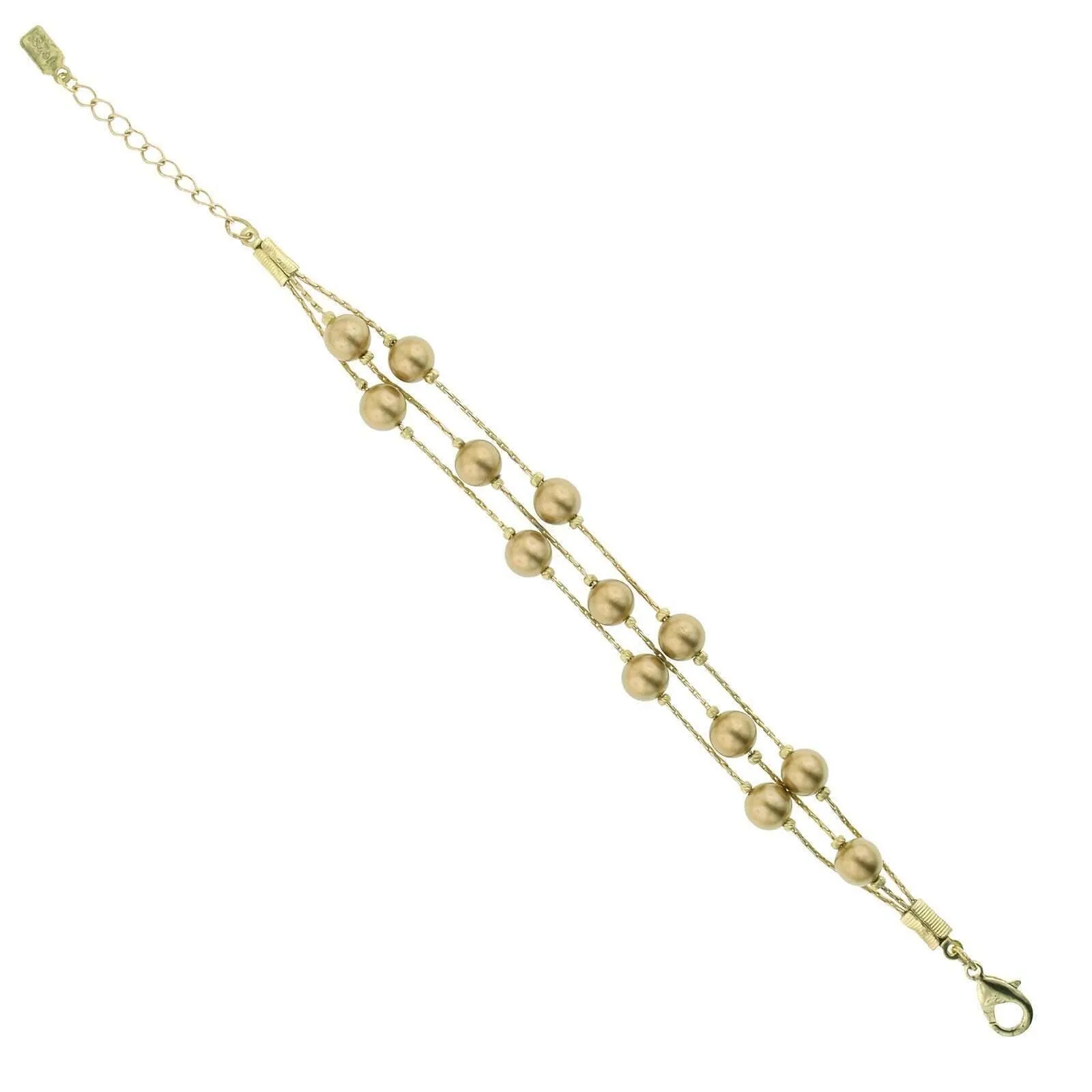 1928 Jewelry Multi Strand 8mm Faux Pearl Glass Bead Bracelet 7"   1.5" Extender 1928 Jewelry