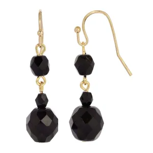 1928 Jewelry Multi-Tier Jet Black Glass Beaded Drop Earrings 1928 Jewelry