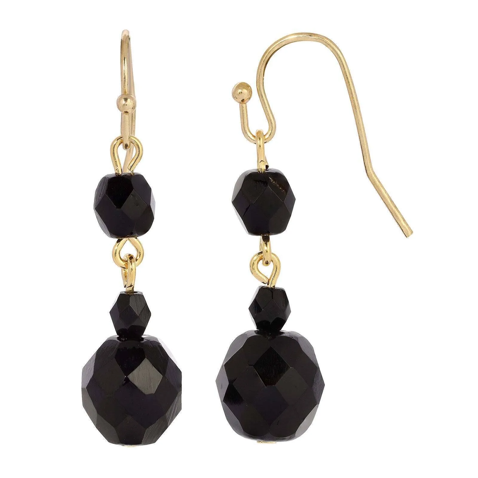 1928 Jewelry Multi-Tier Jet Black Glass Beaded Drop Earrings 1928 Jewelry