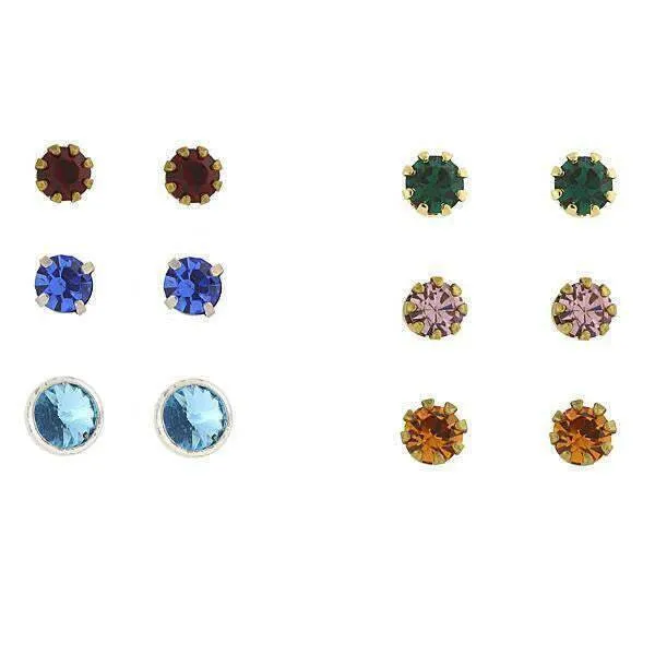 1928 Jewelry Multicolor Austrian Crystal Stud Set Earrings 1928 Jewelry