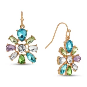 1928 Jewelry Multicolor Crystal Flower Drop Earrings 1928 Jewelry
