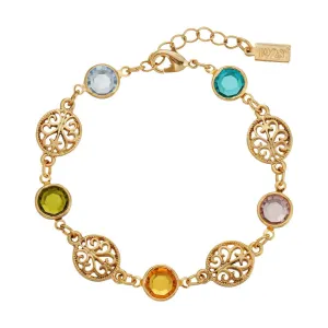 1928 Jewelry Multicolor Euro Channel Crystal & Filigree Bracelet 1928 Jewelry