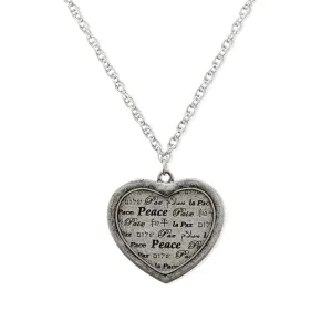 1928 Jewelry Multilingual Peace Heart Pendant Necklace 28" 1928 Jewelry