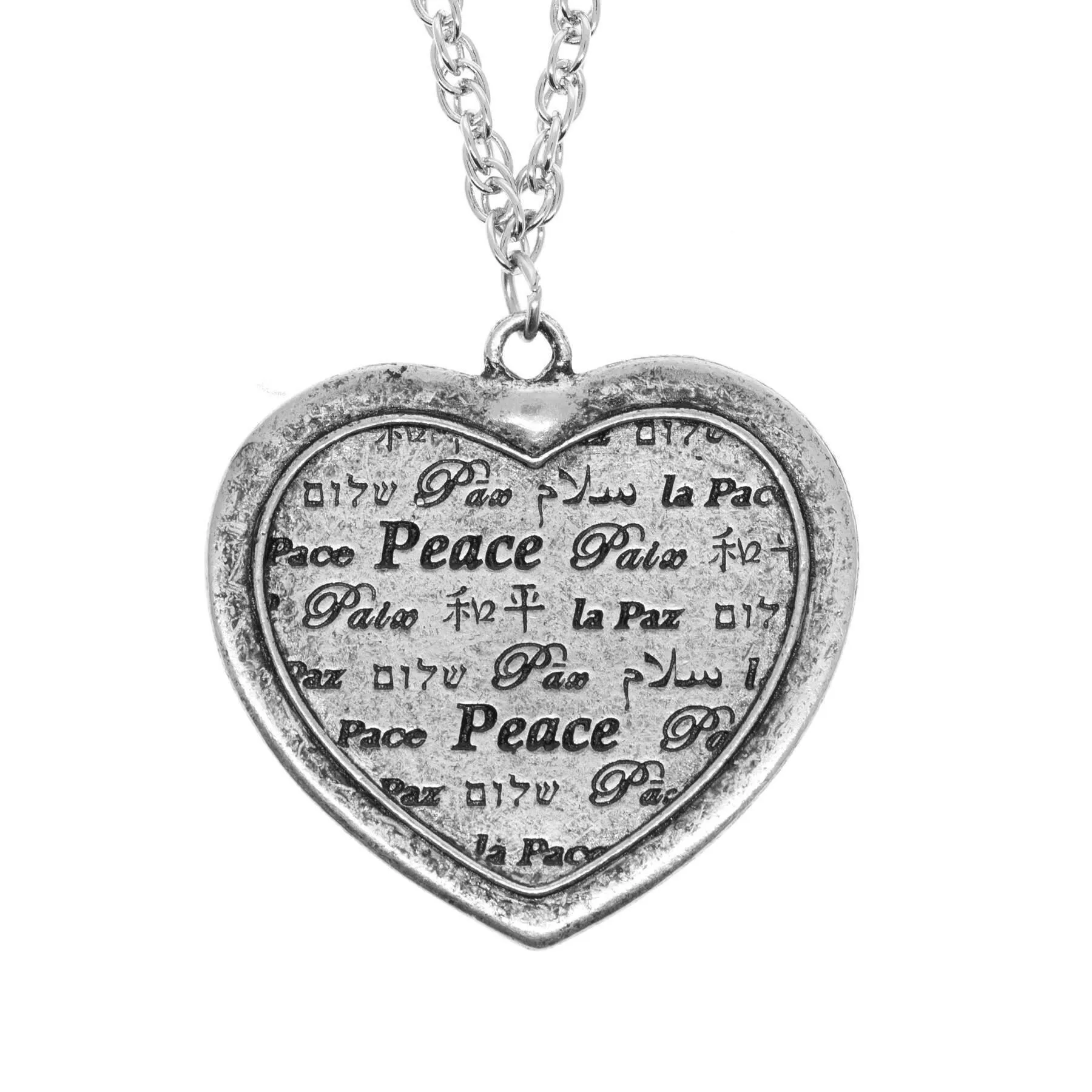 1928 Jewelry Multilingual Peace Heart Pendant Necklace 28" 1928 Jewelry