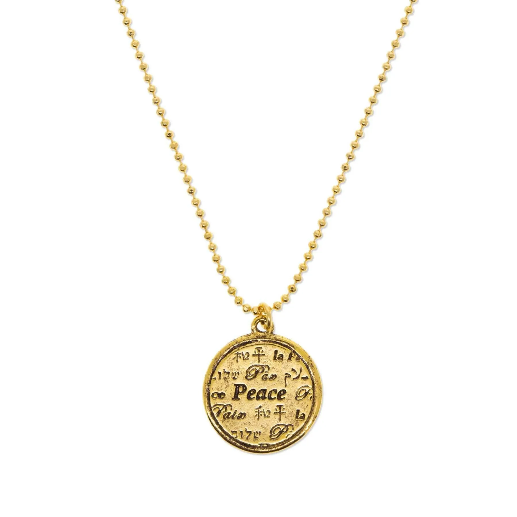 1928 Jewelry Multilingual Peace Pendant Necklace 16" 1928 Jewelry