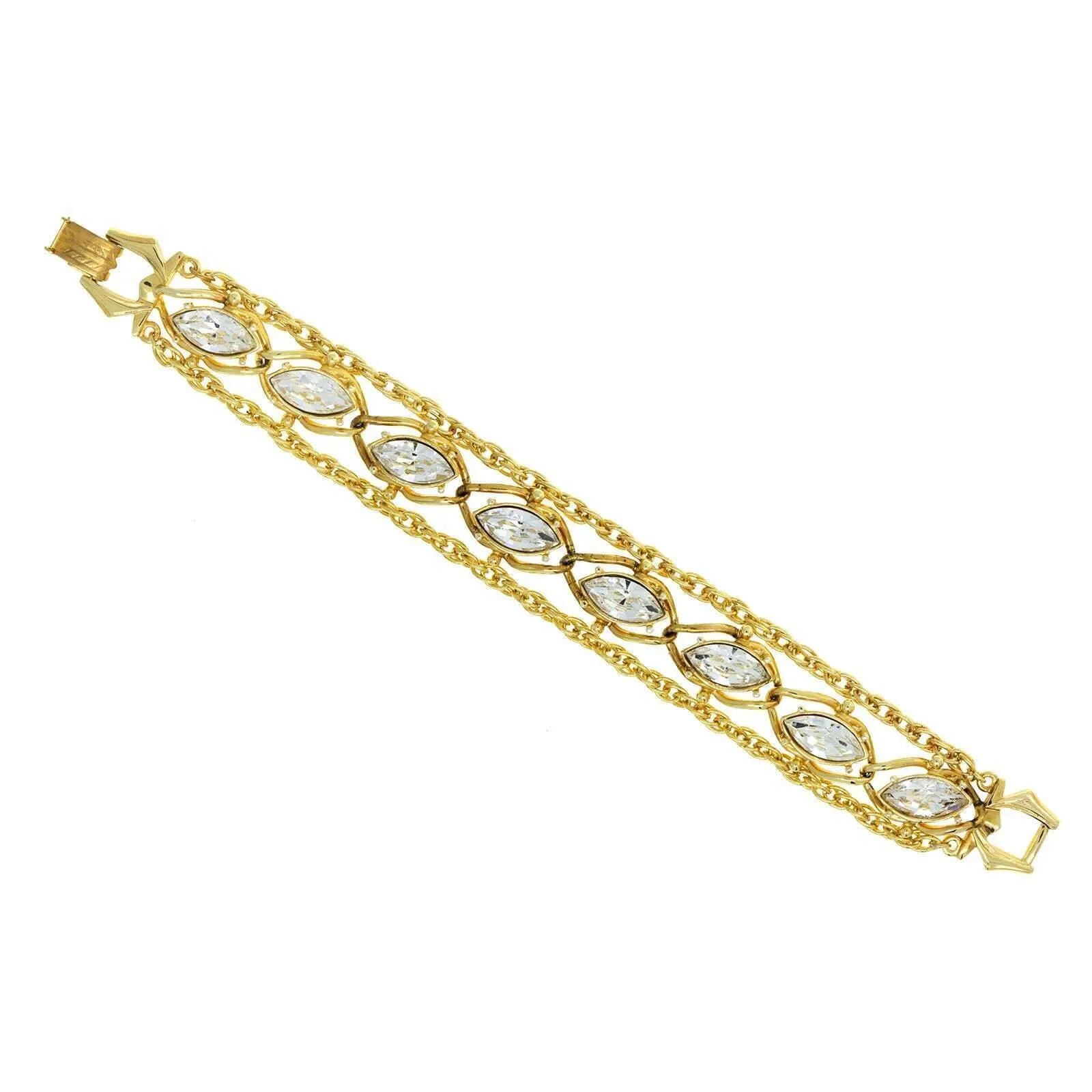 1928 Jewelry Navette Austrian Crystal Chain Bracelet 8"L 1928 Jewelry