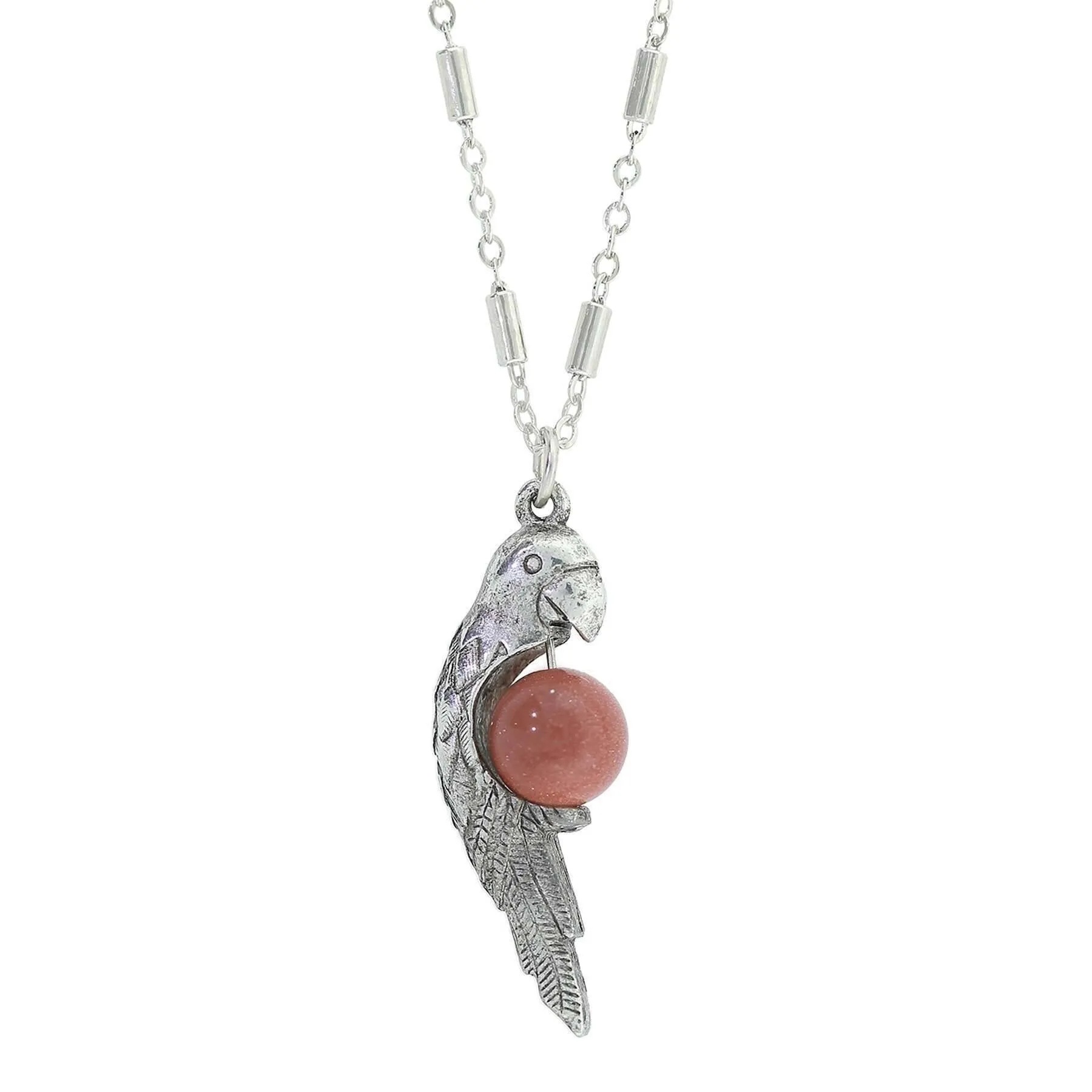 1928 Jewelry Neotropic Exotic Parrot And Gemstone Pendant Necklace 16"   3" Extender 1928 Jewelry